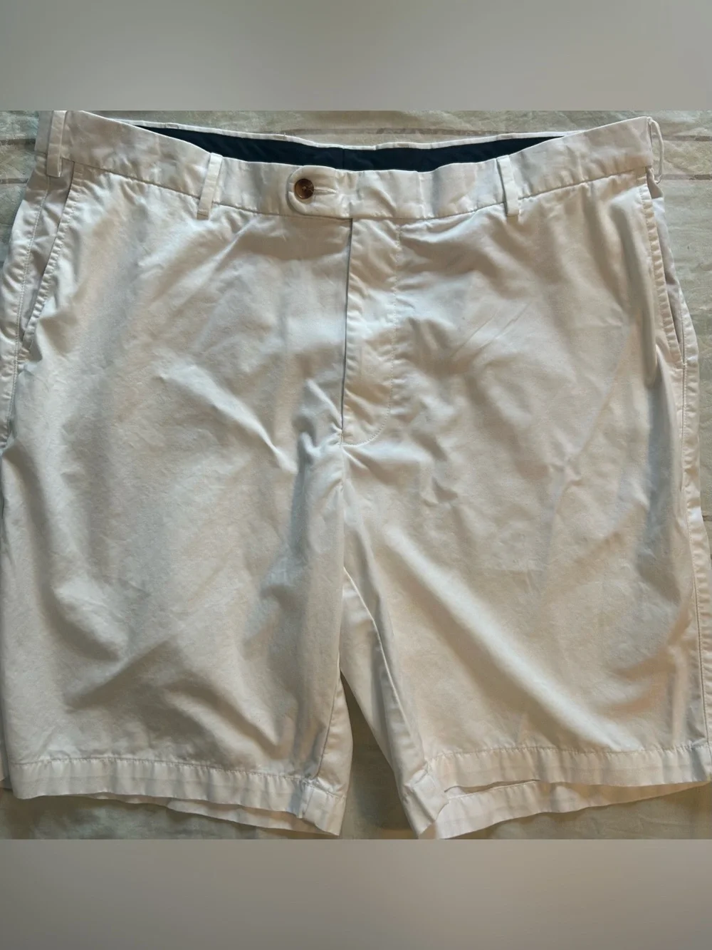 Peter Millar Men White Flat Front 100%Pima Cotton Chino Golf Shorts 9”inseam 40